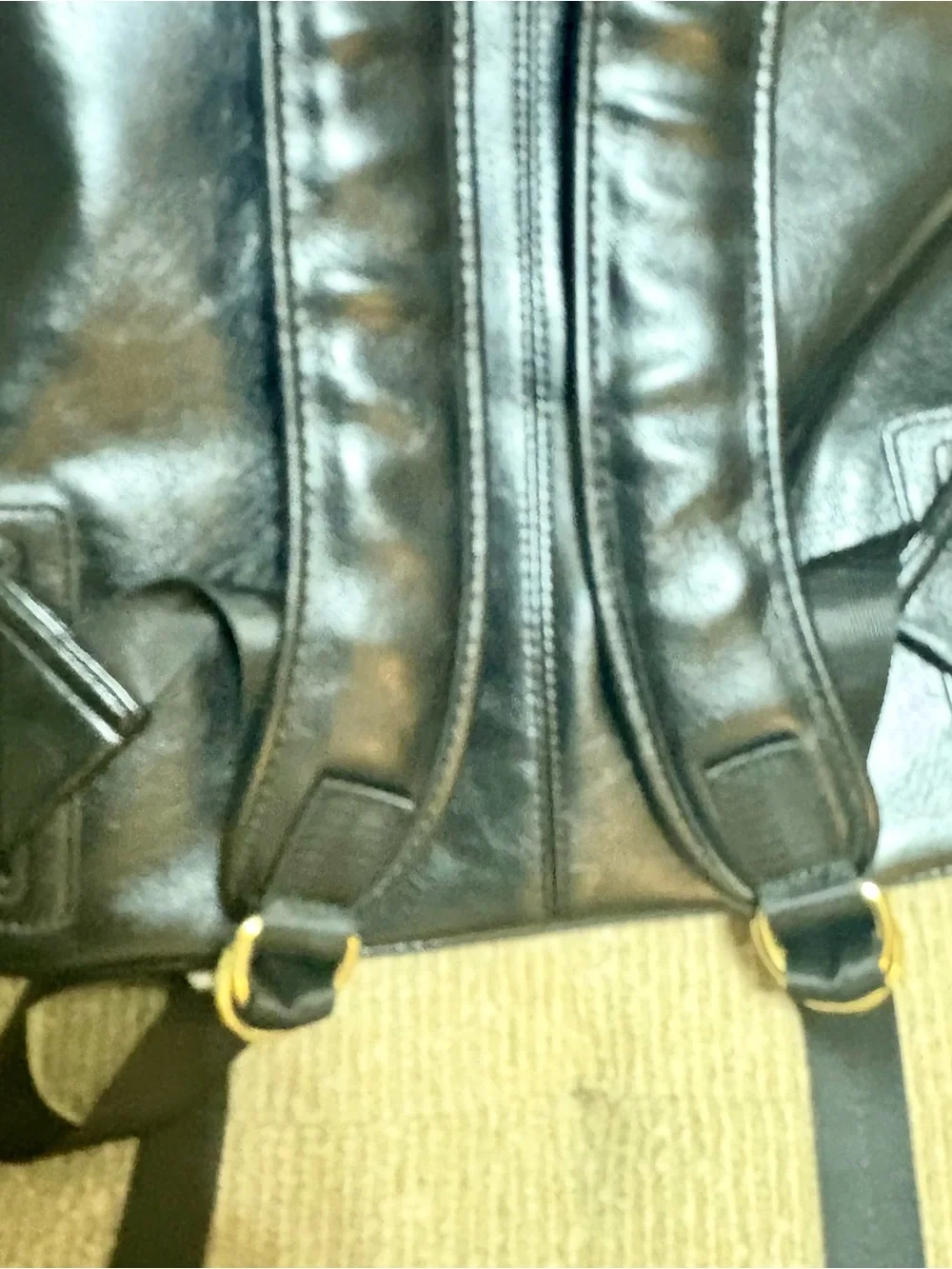Black Pleather Backpack